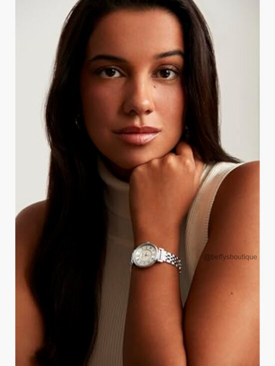 Silver-Tone Watch with Crystals, Roman Numerals, Japanese Quartz Movement, main image 6